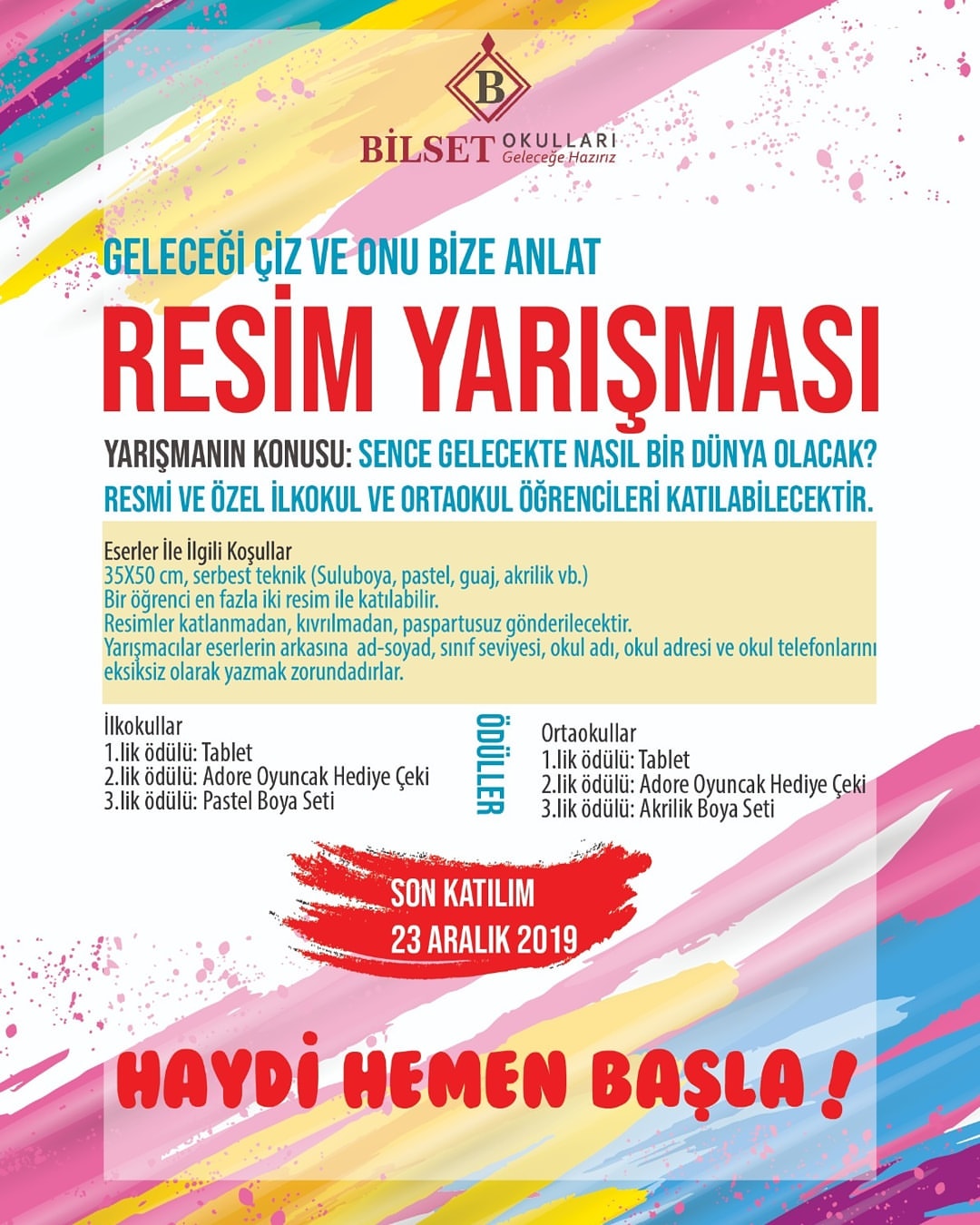 BİLSET OKULLARI “SENCE GELECEKTE NASIL BİR DÜNYA OLACAK?” KONULU RESİM YARIŞMASI