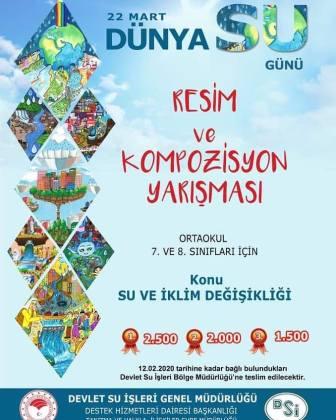 22 Mart Dünya Su Günü Resim Yarışması 2020 Yılı Katılım Şartları / Dünya Su Günü “Su ve İklim Değişikliği”Kompozisyon ve Resim Yarışmaları Şartnameleri