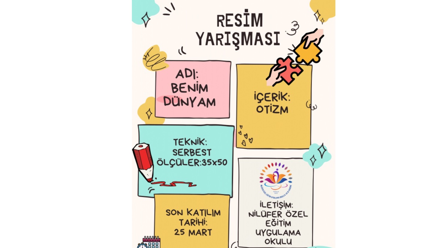 2 NİSAN DÜNYA OTİZM FARKINDALIK GÜNÜ “BENİM DÜNYAM” KONULU RESİM YARIŞMASI-SAKARYA-