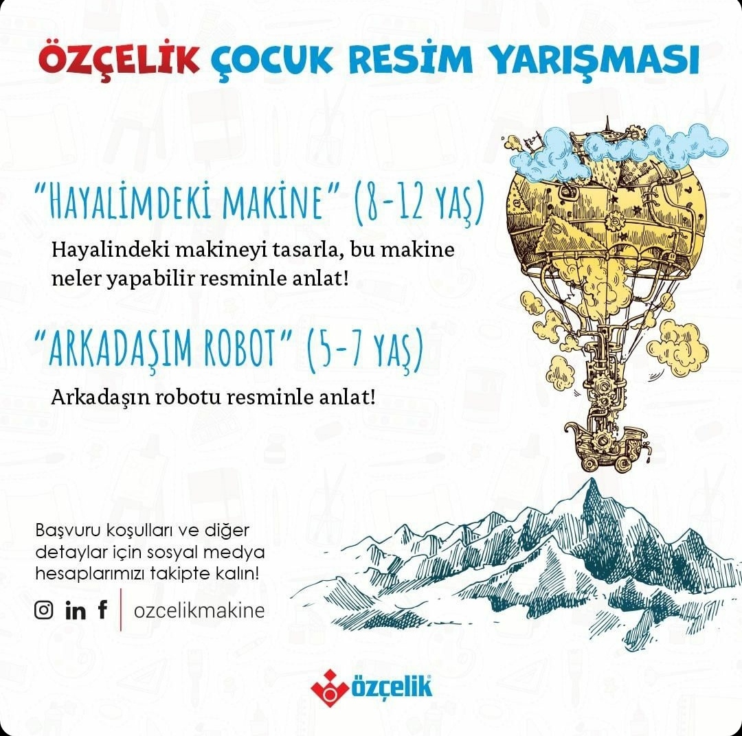 ÖZÇELİK ÇOCUK RESİM YARIŞMASI 2022 YILI KONULARI “HAYALİMDEKİ MAKİNE VE ARKADAŞIM ROBOT”