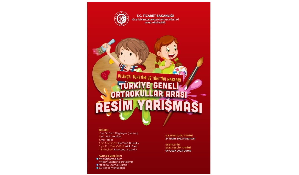 BİLİNÇLİ TÜKETİM VE TÜKETİCİ HAKLARI” KONULU TÜRKİYE GENELİ ORTAOKULLAR ARASI RESİM YARIŞMASI 2022