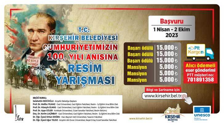 KIRŞEHİR BELEDİYESİ CUMHURİYETİN YÜZÜNCÜ YILI ANISINA RESİM YARIŞMASI 2023