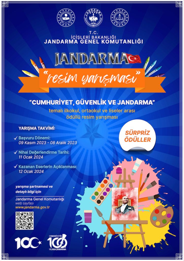 JANDARMA GENEL KOMUTANLIĞI CUMHURİYETİMİZİN 100. YILINDA “CUMHURİYET, GÜVENLİK VE JANDARMA” TEMALI RESİM YARIŞMASI