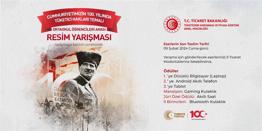 TİCARET BAKANLIĞI “CUMHURİYETİMİZİN YÜZÜNCÜ YILINDA TÜKETİCİ HAKLARI” KONULU TÜRKİYE GENELİ ORTAOKULLAR ARASI RESİM YARIŞMASI