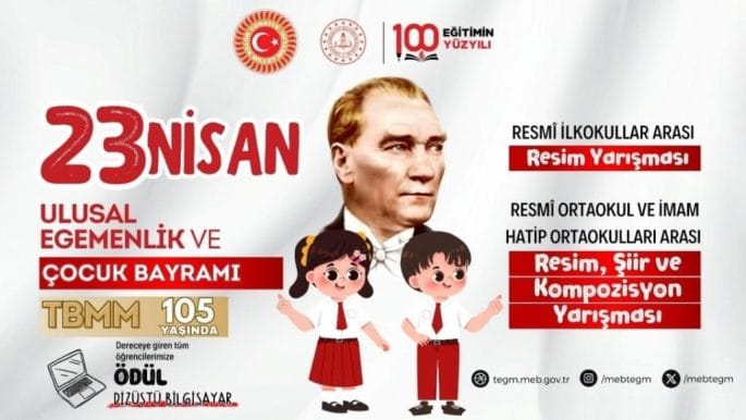 23 Nisan Ulusal Egemenlik ve Çocuk Bayramı Bilgisayar Ödüllü Ulusal Resim Yarışması 2025