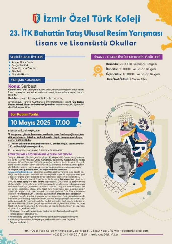 23. İTK Bahattin Tatış Ulusal Resim Yarışması – Lisans/Lisansüstü 2025 Yılı