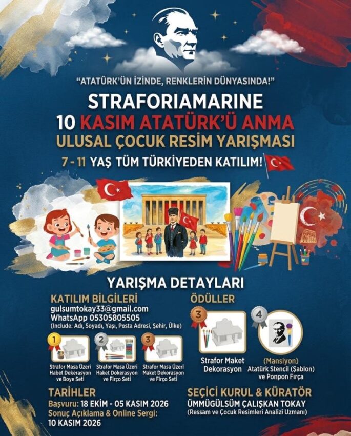Straforiamarine 10 Kasım Temalı Ulusal Çocuk Resim Yarışması 2026